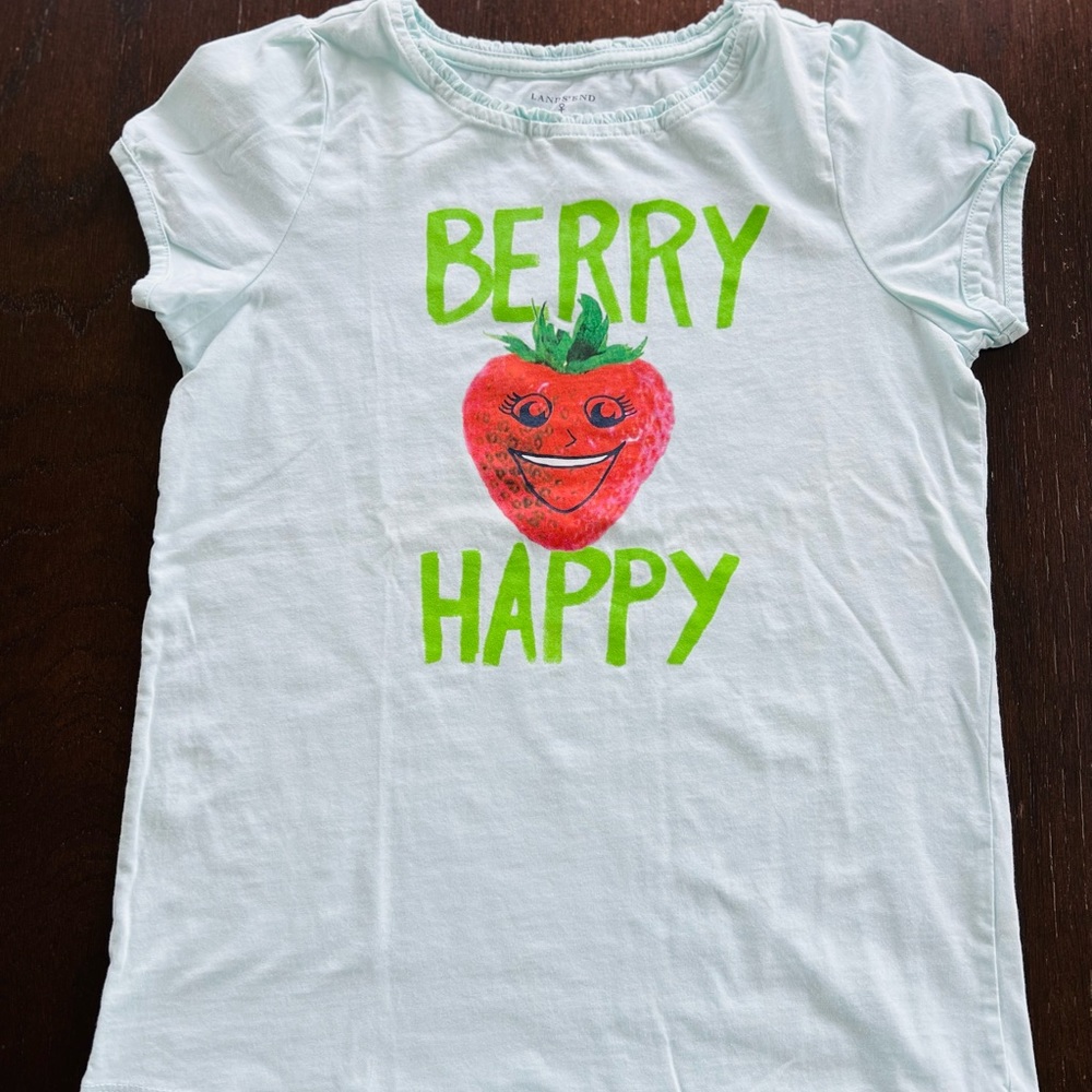Lands’End cotton Berry Happy strawberry shirt